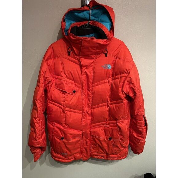 The North Face Cryptic 550 Puffer Red Down Jacket Men's Size Medium Hoodie Ski - Picture 1 of 10